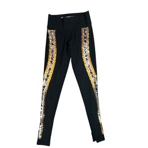 Victorias Secret Pink Leggings Black Sequin Trim Yoga XS Bling Y2K Inspired